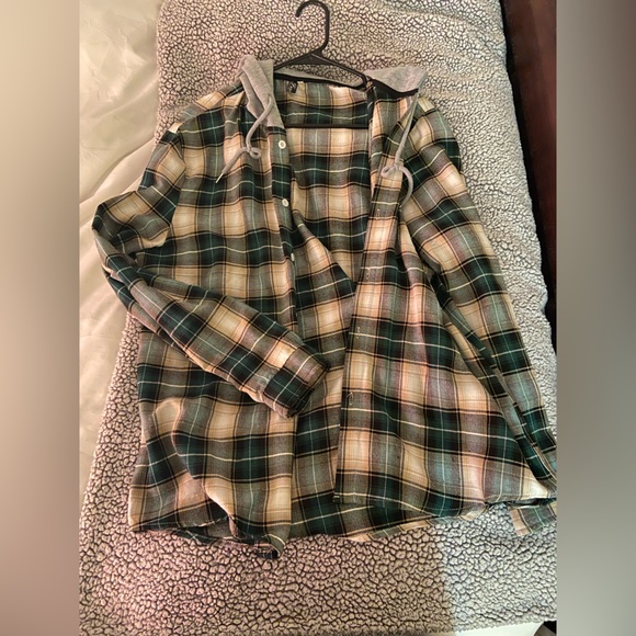 Other - Green hooded flannel jacket.